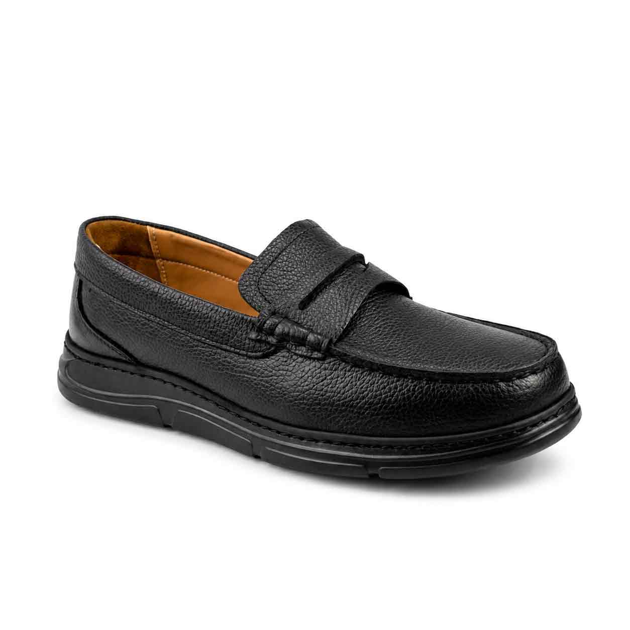 Mocassin confort SM124 noir cuir..........    Chaussures confort Maroc